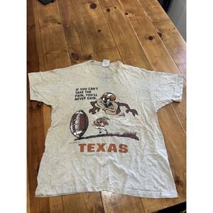 Vintage 1996 Looney Tunes Taz Texas Football T-Shirt Men's Heather Gray Cotton